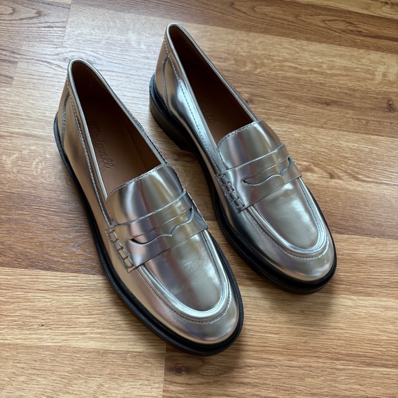 Madewell Women’s Vernon Shiny Silver Specchio Leather Loafers - Picture 9 of 14